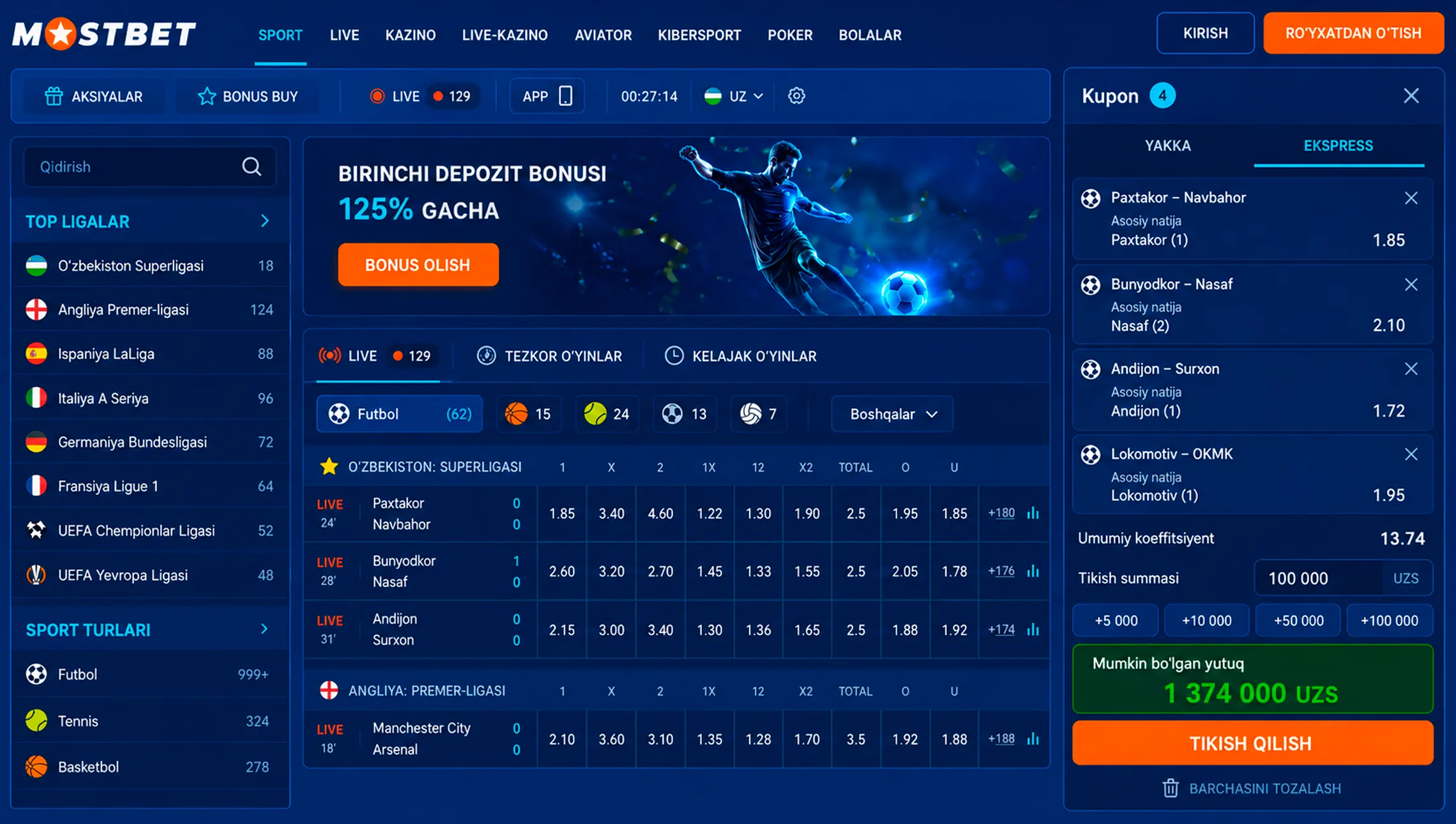 Sport Strategiya UZ — MostBet platforma